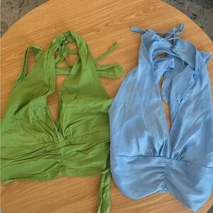 Peppermayp halter top - one in green, one in blue